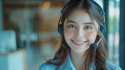 Smiling Woman in Headset
