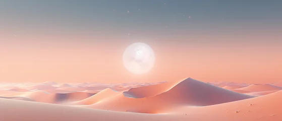 Papier peint Couleur saumon Desert landscape with giant glass like planet in the center.