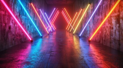 A Colorful of Neon arrows design texture pattern wallpaper live performance concert disco element computer graphic LED WALL stage technology background