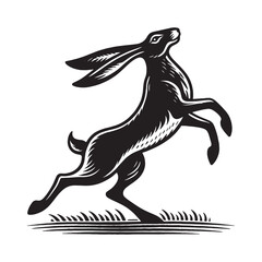 Obraz premium Dancing hare. Vintage retro engraving illustration. Black icon, isolated element 