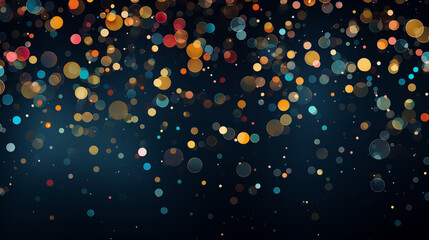 Colorful Abstract Bokeh Circles on Navy Background
