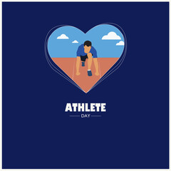 Fototapeta premium Athletes Day. Runner in the heart shape isolated on white background. Sport concept. Runner. Runner on the start line. Sport competition. Athlete. Marathon runner. Trail running - Stock vector