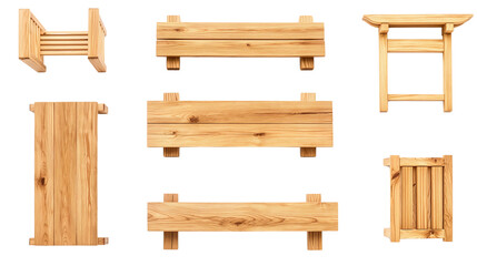 Naklejka premium Various wooden furniture, isolated on a transparent background, Generative AI