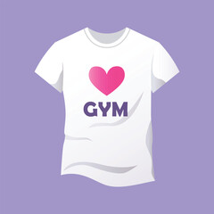 Sportive women t shirt with lettering I love gym. 