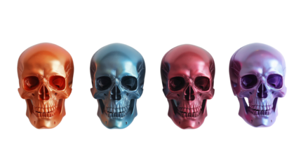 Colorful skulls isolated on a white background