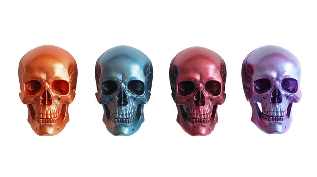 Colorful skulls isolated on a white background