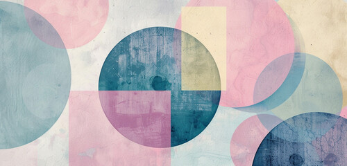 Pastel circles & rectangles for an ethereal Scandinavian geometry. - obrazy, fototapety, plakaty