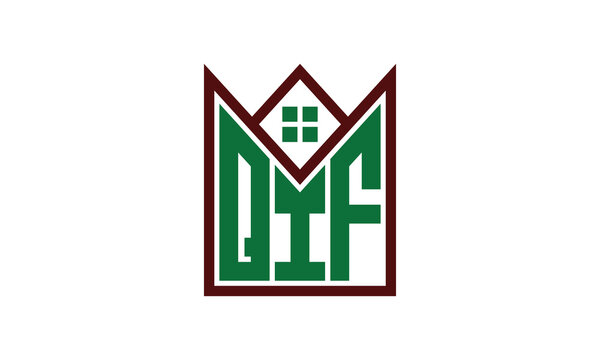 QIF initial letter builders real estate logo design vector. construction, housing, home marker, property, building, apartment, flat, compartment, business, corporate, house rent, rental, commercial