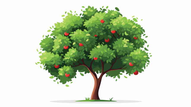 Apple tree isolated icon Flat vector isolated on white