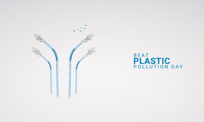 Plastic Pollution day, World Environment Day, Stop trashing our Earth, 3D Illustration