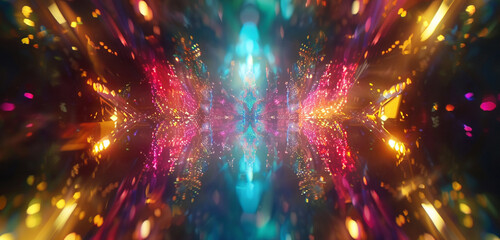 Surreal kaleidoscopic canvas with prismatic reflections. - obrazy, fototapety, plakaty