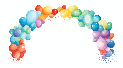 Balloon Arch Watercolour Flat vector isolated on white