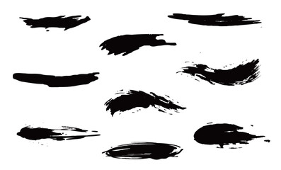 アナログタッチ素材：筆の質感　墨　インク　筆模様　波模様筆の筆跡素材。ブラシストローク