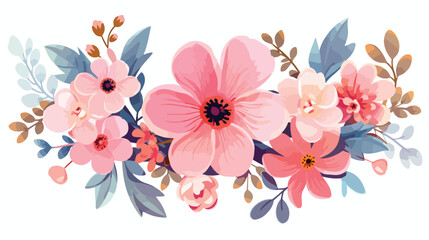 Beautiful flower decoration Flat vector isolated on w