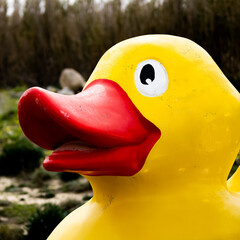 Vivid Yellow Rubber Duck Close-up