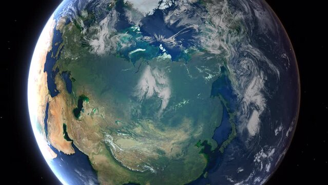 Realistic Earth Zoom In Clouds with Alpha Channel and Borderline Russia