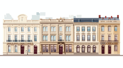 Big buildings facade front Flat vector