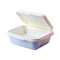 Isolated white food container on a transparent background