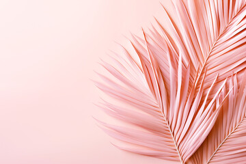 Elegant coral palm leaves against a pastel peach background evoke a tropical and delicate ambiance, making them ideal for gentle aesthetic themes and creative design. - 766263796