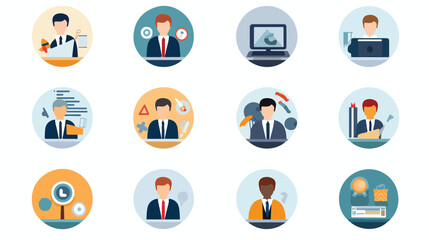 Business Management Flat icons for cv  job Flat vecto