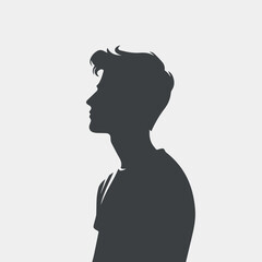 Vector illustration silhouette of man, black and white, flat art, avatar.