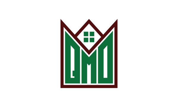 QMO initial letter builders real estate logo design vector. construction, housing, home marker, property, building, apartment, flat, compartment, business, corporate, house rent, rental, commercial