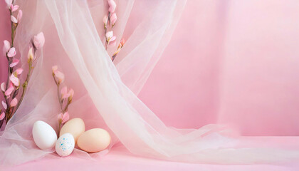 Wielkanoc, kartka wielkanocna, dekoracja, różowe tło, puste miejsce na tekst, życzenia
