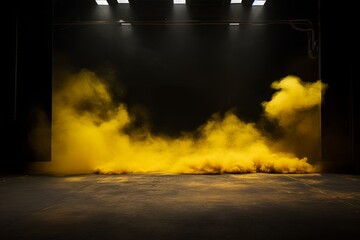 Smoky mustard Light Shapes in the Dark,on the empty stage