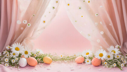 Wielkanoc, kartka wielkanocna, dekoracja, różowe tło, puste miejsce na tekst, życzenia - obrazy, fototapety, plakaty