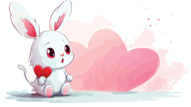 Cartoon rabbit in love with speech bubble distressed