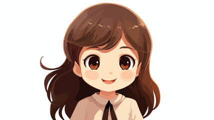 CG rendering of cute girl Flat vector isolated on whi