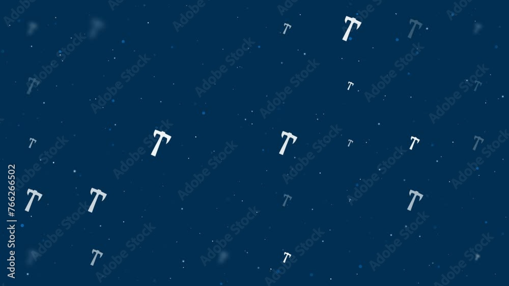 Poster template animation of evenly spaced axe symbols of different sizes and opacity. animation of transpa