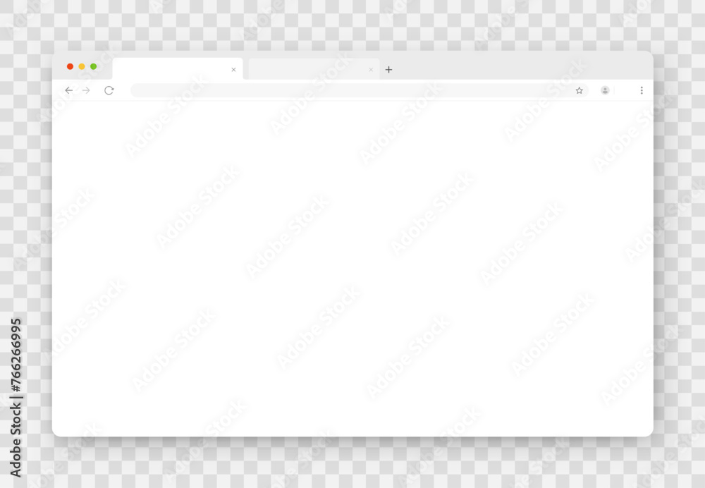 Poster an empty browser window in white on a transparent background. website layout with search bar, toolba