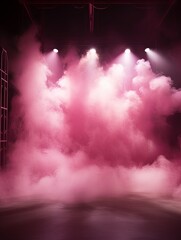Fototapeta na wymiar Smoky pink pink purple Light Shapes in the Dark,on the empty stage