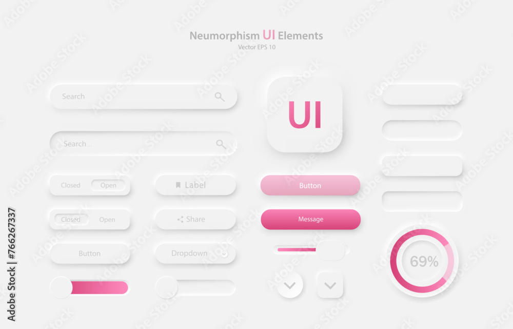 Poster collection of user interface elements for a mobile application. set of icons for user interface deve
