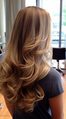 Woman With Long Blonde Hair Facing Away