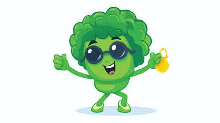 Cute and cool Juggling green broccoli cartoon charact