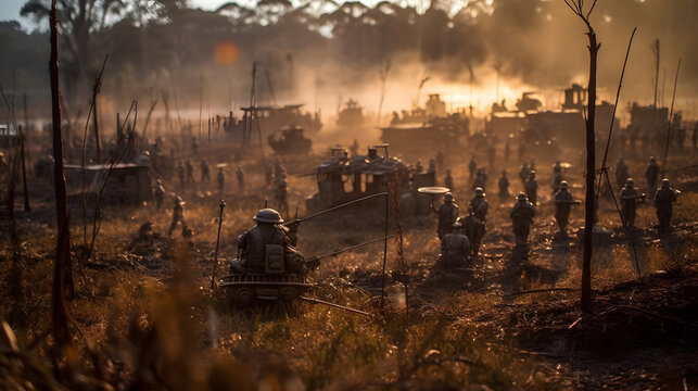 many toy soldiers on a field
