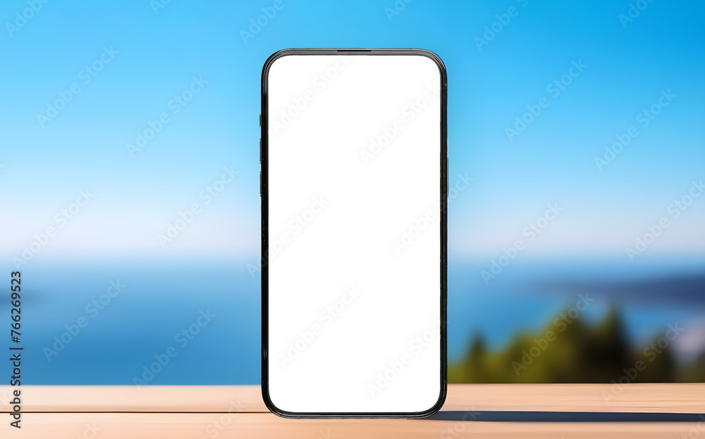 Poster mobile phone screen mockup. blank smartphone display mock up