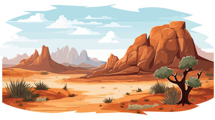 Desert fantasy scenery landscape .. Flat vector isolated - obrazy, fototapety, plakaty
