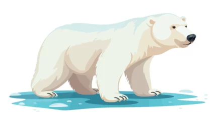 Foto op Canvas Drawings of a cute cartoon polar bear Flat vector isolated © Megan