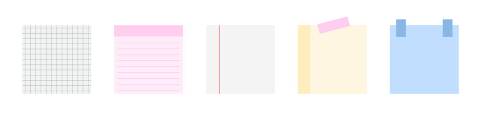 Set of blank pastel sticky notes empty post it notes illustration vector
