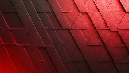 Abstract geometric shapes in black and red colors, 3D effects, dynamic trendy modern design as background, texture materials for technical packaging design, conceptual wall design,