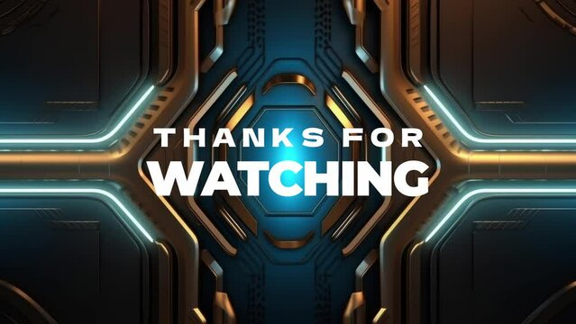 Thanks for watching outro text animation with luxury premium futuristic background. Generative AI