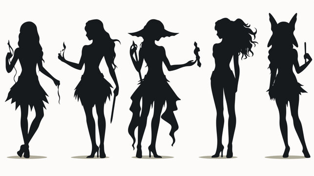 Elf silhouettes .. Flat vector isolated on white background