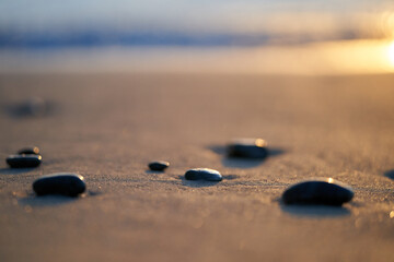 Fototapeta na wymiar Beach rocks with ocean waves