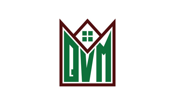 QVM initial letter builders real estate logo design vector. construction, housing, home marker, property, building, apartment, flat, compartment, business, corporate, house rent, rental, commercial