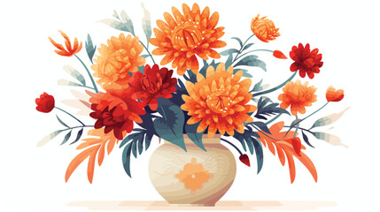 Floral decoration in classic vase Flat vector isolated