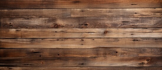 Fototapeta na wymiar A closeup image of a hardwood brown wooden wall with a blurred background. The plank is a rectangle shape made of plywood, a building material typically used for flooring, stained in a beige color