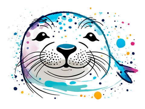 Illustrations of colorful and cute seals smiling at you in picture books